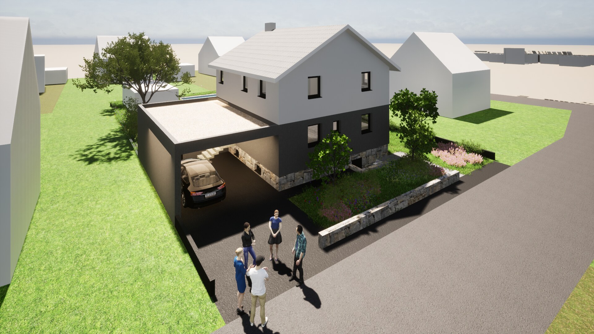 EFH P, Sanierung in Enns – Visualisierung mit Carport