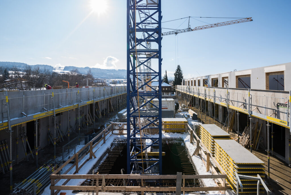 Ortbetonbau – Baustelle mit Betonierabschnitten